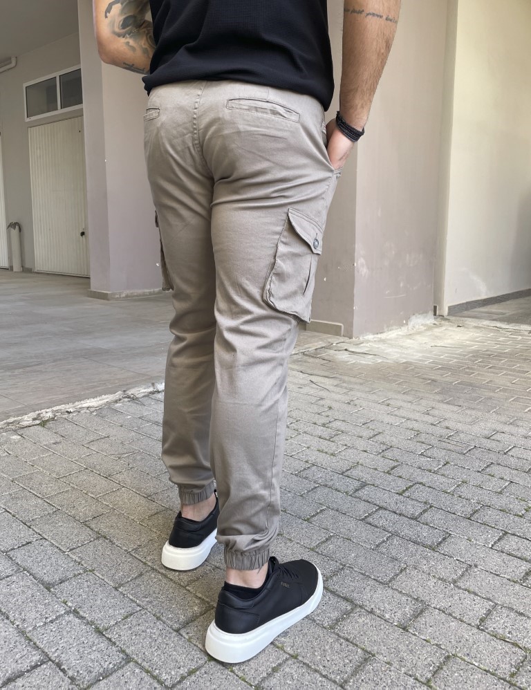 Ανδρικό cargo πούρο παντελόνι υφασμάτινο με λάστιχο BC51201P φωτογραφία